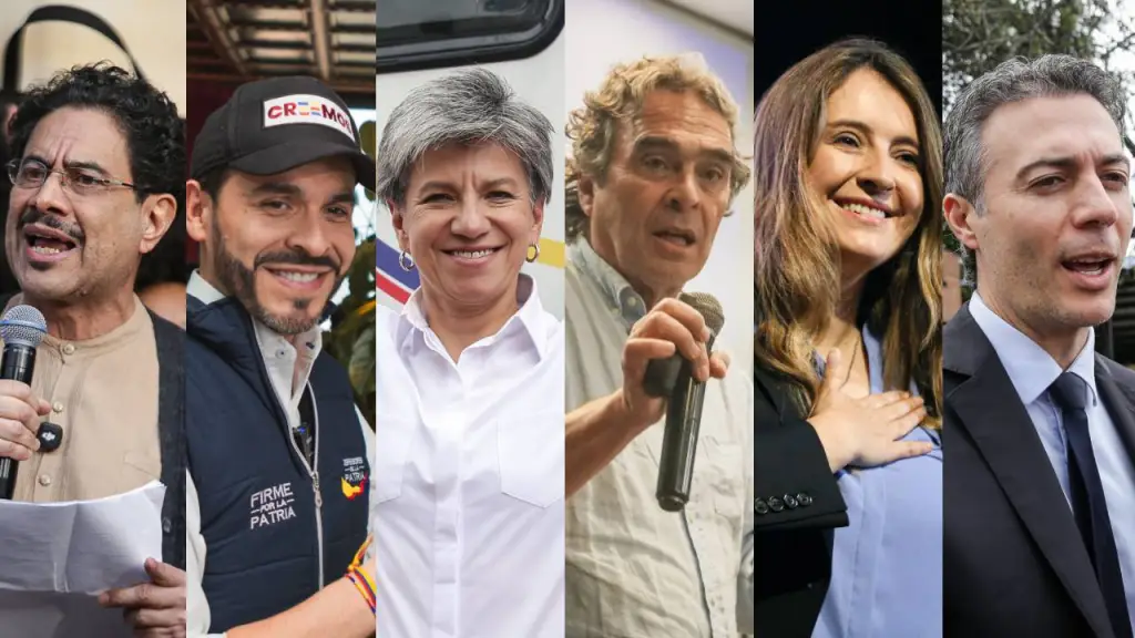Iván Cepeda, Abelardo de la Espriella, Claudia López, Sergio Fajardo, Paloma Valencia y Daniel Quintero.Colprensa