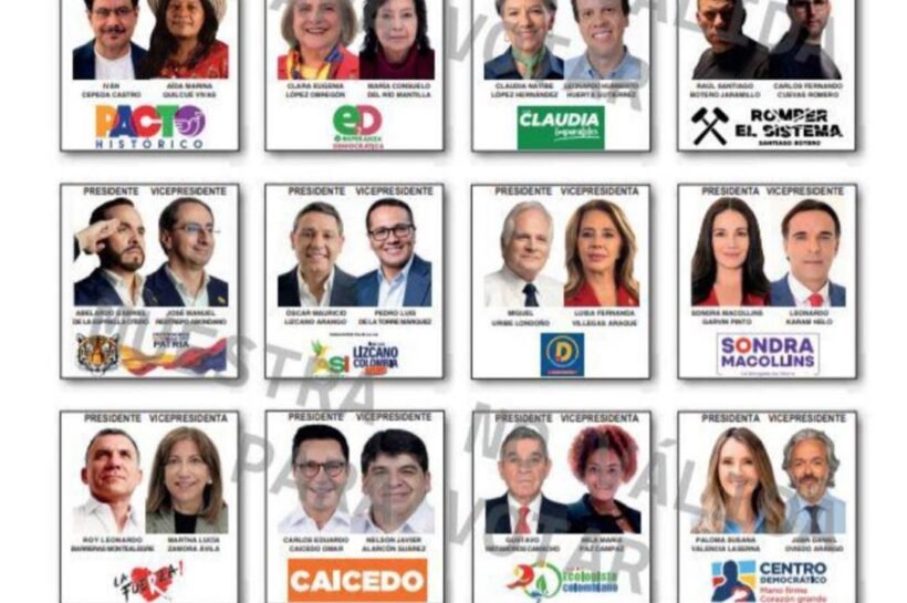 Así quedó el tarjetón de las elecciones presidenciales para la primera vuelta tras el sorteo de la Registraduría